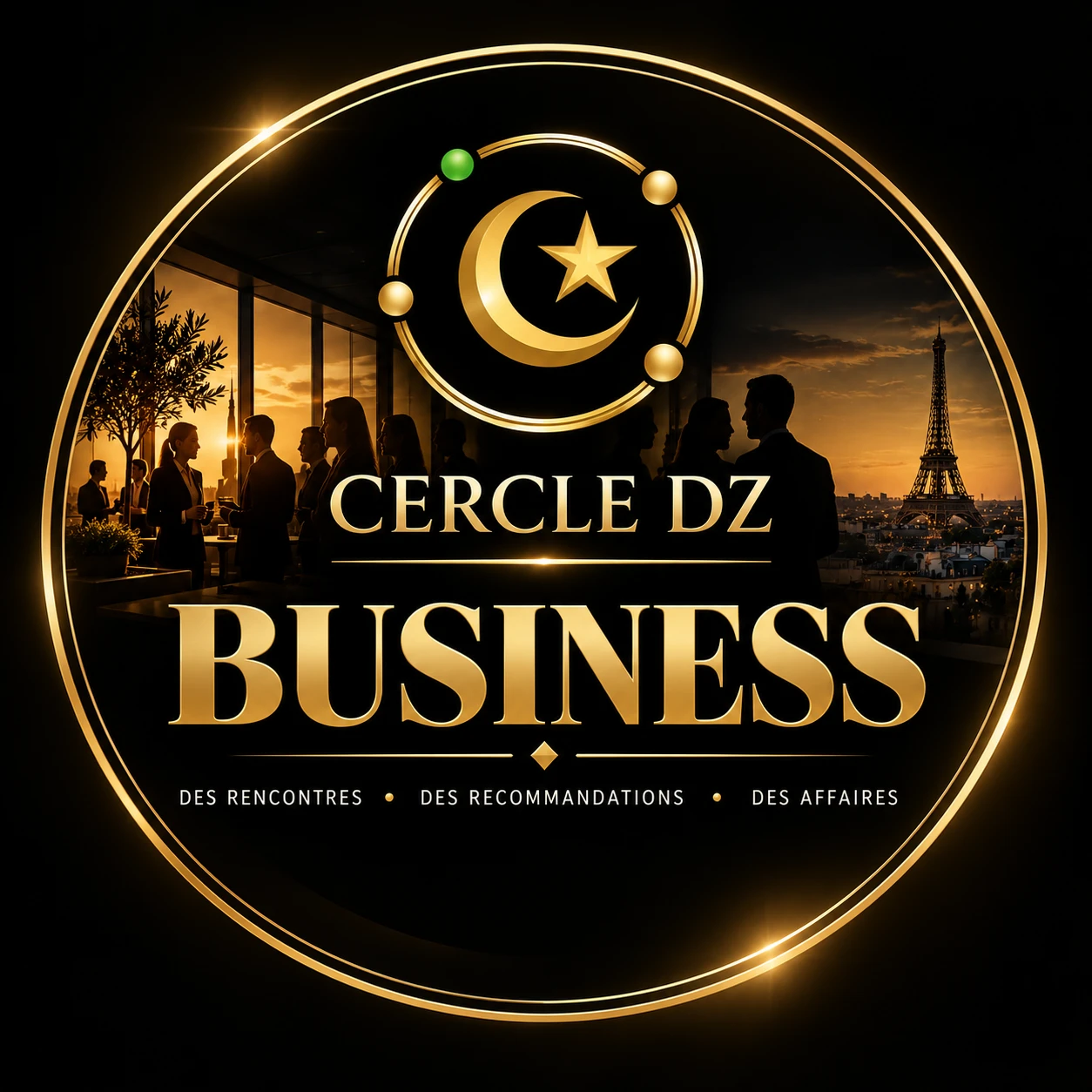 Emblème Cercle DZ Business, avec une illustration de rencontres à Paris